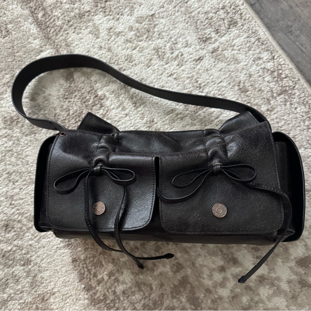 ACNE STUDIOS Multipocket Brown Leather Shoulder Bag New